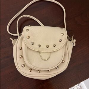 Charlotte Russe Cream Studded Crossbody Bag